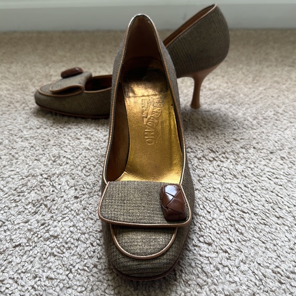 Salvatore Ferragamo Shoes - Ferragamo Tweed Heels Size 8.5